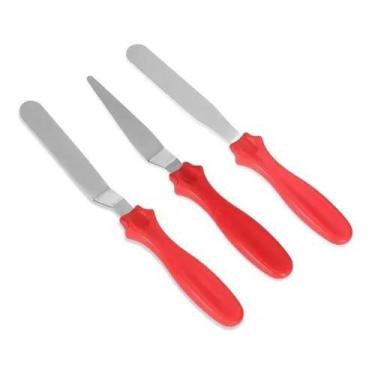 Imagem de Kit 3 Espátulas Confeitar Bolo Torta Decorar Confeiteiro - Dutra Forma