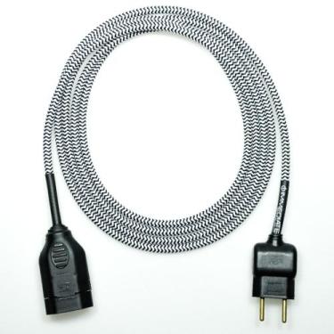 Imagem de Extensão Elétrica 2 Metros Pp 2x0,75mm2 Preto/Branco Revestido Tecido 
