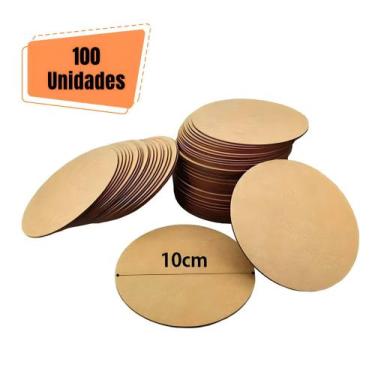 Imagem de Kit 100 Porta Copo 10 Cm Madeira Mdf Corte A Laser - Tayshop