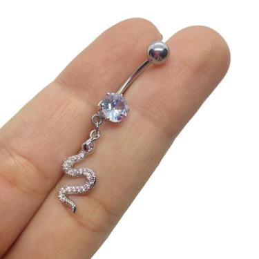 Imagem de Piercing Umbigo Cobra Serpente Aço Cirúrgico com Pedra - RaraSteel Pie