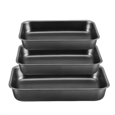 Imagem de Conjunto Assadeira 3 Peças Antiaderente Em Alumínio Com Revestimento C