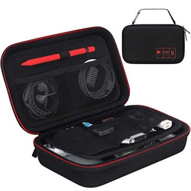 Imagem de Canboc Estojo organizador eletrônico rígido para viagem para MacBook, adaptador de alimentação, cabo carregador para Apple Magic Mouse Power Bank Apple Pencil, USB Flash Disk Cartão SD pequeno, acessórios portáteis, bolsa tecnológica, preta