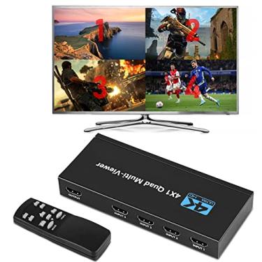 Imagem de Tendak Switch Multiviewer Hdmi 4X1, Multiviewer Hdmi Quad com Switch Perfeito, Tela Dividida, 5 Modos de Exibição, com Controle Remoto Ir/Software/Seletor de Botão para Câmera de Segurança, Consoles D