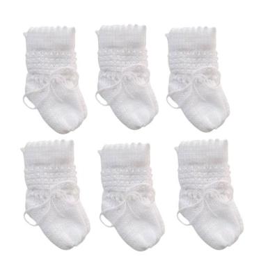 Imagem de Sapatinho de bebê kit com 6 pares lã tricô - CONFECÇÕES CASTELO, Branc
