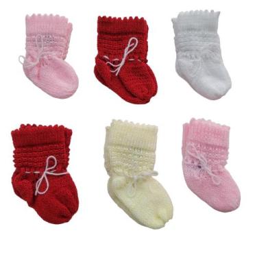 Imagem de Sapatinho de bebê kit com 6 pares lã tricô - CONFECÇÕES CASTELO, Menin
