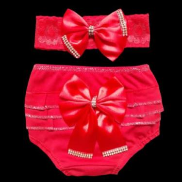 Imagem de Kit Tapa Fralda Bunda Rica + Faixa de Cabelo com Laço Vermelho - Palác