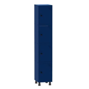 Imagem de Armário Guarda Volume Locker Roupeiro 1 Vão 4 Portas Aço GRP501/4 Azul
