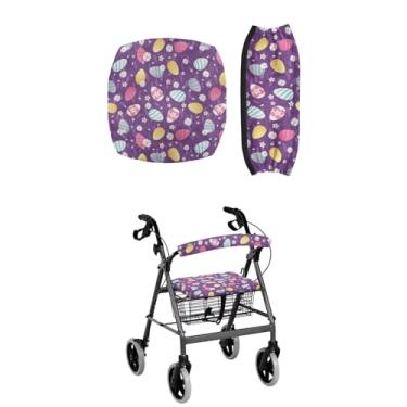 Imagem de LedBack Capas de assento macias de ovos de páscoa para senhoras, estampa de ovo colorido, rena, andadores para idosos com assento presentes rollator walker acessórios para a Páscoa