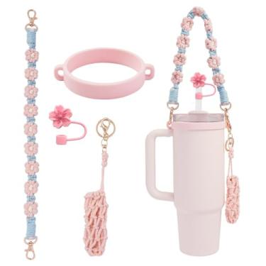 Imagem de Outman Conjunto de acessórios para copos, suporte de garrafa de água, capa de canudo de silicone, suporte de batom para a maioria das garrafas de água de 473 a 1,134 g compatível com copo Stanley