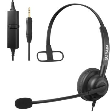 Imagem de Arama Fone de ouvido para celular com microfone com cancelamento de ruído, fone de ouvido de 3,5 mm para iPhone, Samsung, Android, PC, fones de ouvido de computador com fio para trabalho, sala de