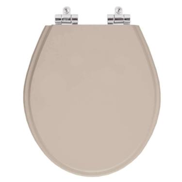 Imagem de Assento Sanitário Poliester Soft Close Ravena Bege Saara para vaso Deca