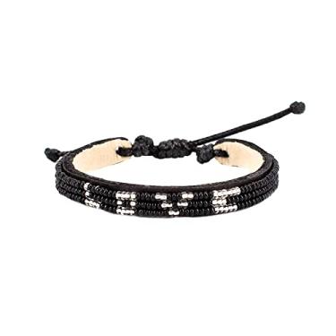 Imagem de Ubuntu Life Pulseira de couro com contas Skinny Love – Pulseira de contas de vidro feita à mão com fecho deslizante e couro legítimo, pulseiras boêmias empilháveis para mulheres e homens, One Size,