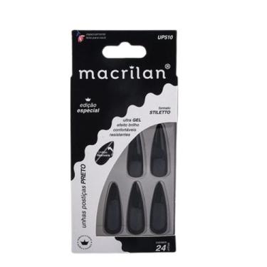 Imagem de Unhas Postiças Stiletto Longa Preto UP510 - Macrilan