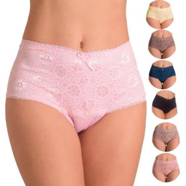 Imagem de Kit 5 Calcinhas Hot Pant Modeladora Cintura Alta Lateral Larga de Cott