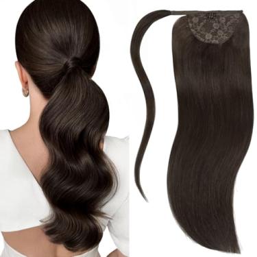 Imagem de Lacer Brown Warp Around Ponytail Hair Extensions Cabelo Humano Real Longo Liso Natural Hair Extensions Rabo De Cavalo 22 Polegadas Real Remy Hairpieces Para Mulheres 90 Gramas