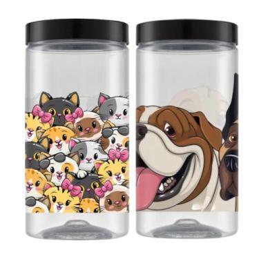 Imagem de 2 Pote Porta Ração Petiscos Cachorro Gato 2L Pote Plástico Comedouro P