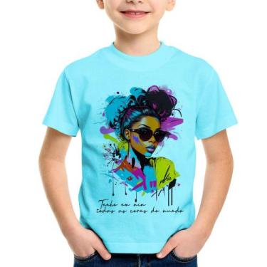 Imagem de Camiseta Infantil Tenho em mim todas as cores do mundo - Foca na Moda,