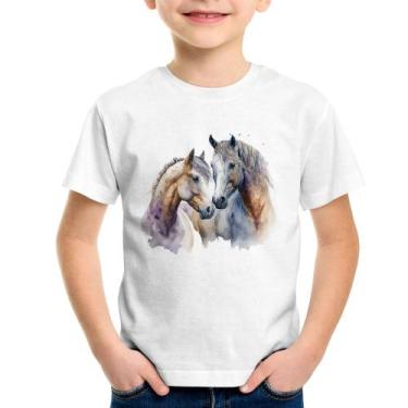 Imagem de Camiseta Infantil Cavalo e Égua - Foca na Moda, Branco, 14