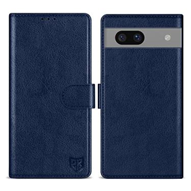 Imagem de ZZXX Capa carteira para Google Pixel 7A com [bloqueio RFID] compartimento para cartão, fecho magnético, capa protetora dobrável de couro para celular Pixel 7A (azul - 15,5 cm)