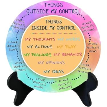 Imagem de Things I Can Control Therapy Office Desk Decor Emotions Chart Mental Health Display Plat With Stand For Calming Corner School Counseling Classroom Home, Anxiety Teacher Counselor Counselor Gifts