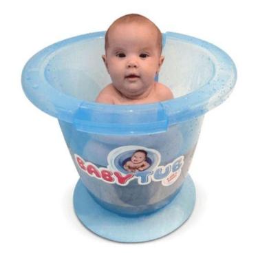 Imagem de Banheira Babytub Tradicional 0 A 6 Meses Azul Transparente