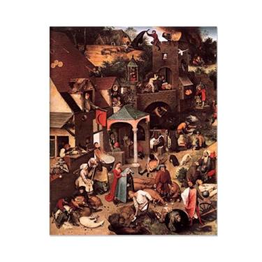 Imagem de Impressão em tela clássica arte de parede, provérbios holandeses (detalhe), reprodução de pinturas a óleo abstratas famosas imagem de arte emoldurada para decoração de casa 20x25 cm sem moldura