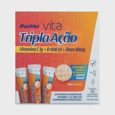 Imagem de Vitamina C efervescente 1G tripla ação panvel vita 30 comprimidos efervescentes