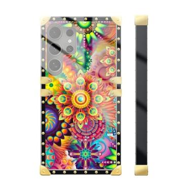 Imagem de DAIZAG Capa compatível com Samsung Galaxy S25 Ultra, decoração dourada de flor de pena de bandolim TPU macio antiarranhões à prova de choque para meninas capa protetora para Samsung Galaxy S25 Ultra