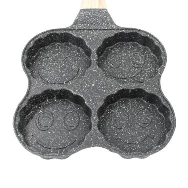 Imagem de Frigideira Antiaderente com 4 Divisórias, 18,5 cm, Revestimento em Pedra, Cabo Plástico, Preta