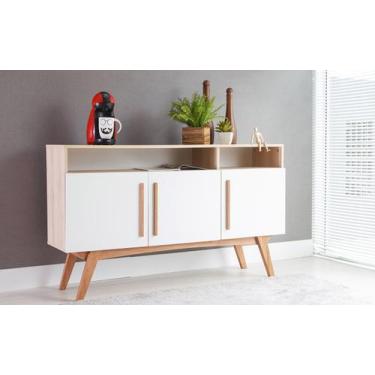 Imagem de Balcão Buffet Para Sala De Jantar Mdf Madeirado Pés Jatobá 3 Portas Br