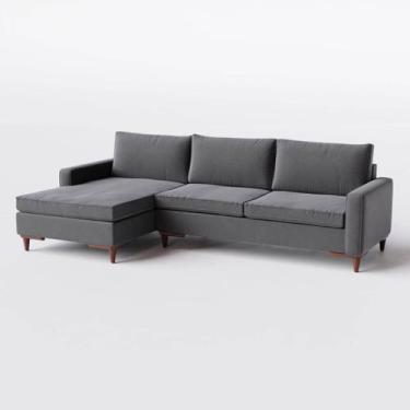 Imagem de Sofá Viena com Chaise 2,70m em Linho Cinza Médio - Home Mobily