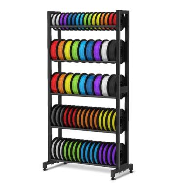 Imagem de gostle Rack de armazenamento de filamento de impressora 3D, organizador resistente de 5 camadas para carretéis de impressão 3D, suporte de grande capacidade para rolos de impressão 3D