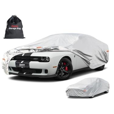 Imagem de Capa de carro de 6 camadas Kayme Impermeável para todos os climas para automóveis, cobertura completa para uso externo, proteção contra chuva e sol, UV, prata