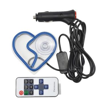 Imagem de XhuangTech Placas LED para carro, luz ambiente neon, triângulo ou janela traseira, lâmpada de atmosfera interior alimentada por USB para decoração de carro, quarto, festa (em forma de coração azul)