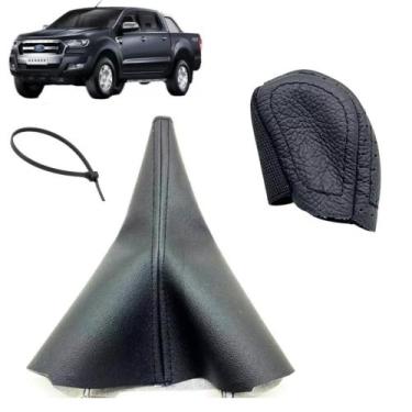 Imagem de Coifa Alavanca Câmbio Manual E Capa Couro Manopla Ranger Xls Xlt 2013 