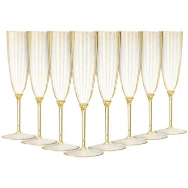 Imagem de Taça de champanhe | 170 g | Glitter dourado | Pacote com 8