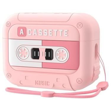 Imagem de Cassete fita de silicone para airpods 4 gen (2024) 3d fofo de silicone macio capa protetora de geração de pele,Pink