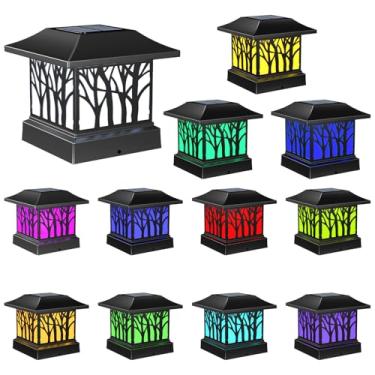 Imagem de Viewsun Pacote com 12 lâmpadas de poste solares, luzes de poste de cerca alimentadas por energia solar para jardim ao ar livre com LEDs SMD à prova d'água para decoração de cerca, deck ou pátio, serve