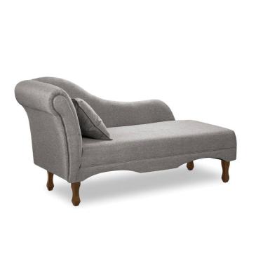Imagem de Divã Recamier Pés Retrô Medelin 150cm Linho Cinza E03 - D`Rossi