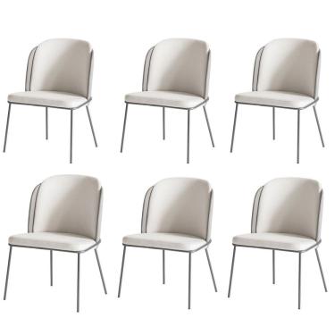 Imagem de Kit 6 Cadeiras Tay Para Sala De Jantar Ou Espaço Gourmet-tecido-costas Linho 60-frente Linho 22