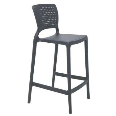 Imagem de Banqueta Alta Safira Residencia Polipropileno Fibra De Vidro 94 Cm Grafite Tramontina