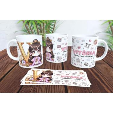 Imagem de Caneca branca Dorama, uso exclusivo dorameira, alfabeto dorama, personalizada com nome (V)