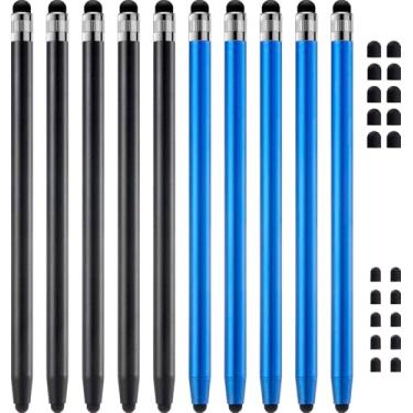 Imagem de Caneta Stylus para tela sensível ao toque, ChaoQ 10 peças de caneta Stylus de alta sensibilidade e precisão para iPad, iPhone, Android, compatível com todas as telas sensíveis ao toque (preta/azul)