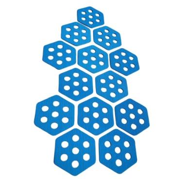 Imagem de Dynwave 12 peças de mantas de tração hexagonais para prancha de surfe, mantas de, profissionais, antiderrapantes para prancha de surfe e skimboard, Azul