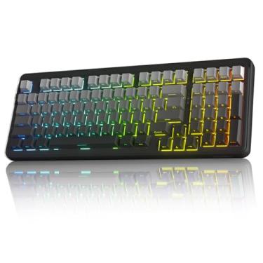 Imagem de DAREU Teclado Mecânico Sem Fio Ek98Pro, Com Junta Hot Swap Personalizada, Interruptores Lineares Pré-Lubrificados, Teclas Pbt Impressas Na Lateral, Bt5.0/2.4 Ghz/Usb-C, Gamer Retroiluminação Rgb Par