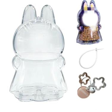 Imagem de minnko Capa Protetora Para Bonecas Labubu, Display De Acrílico Com Alça Silicone E Chaveiro, Transparente Armazenamento, Transparentes, Não Incluídas (Para Asas)