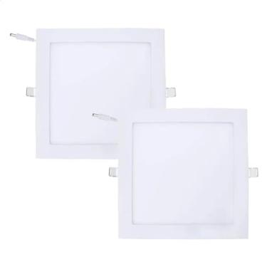 Imagem de Kit 2 Luminaria Paflon Led 18w Quadrado Embutir 22cm Branco