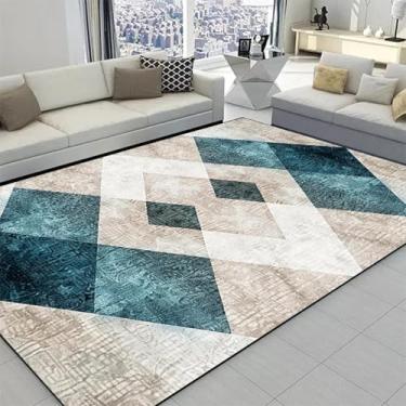 Imagem de Tapetes geométricos modernos para sala de estar, cores claras e luxuosas, para decoração de quarto, sofá, área grande, tapete macio para sala de estar (140 x 200 cm, 55 x 78,7 pol./DT-4153 Flanel