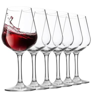 Imagem de Taças de vinho de haste acrílica de plástico inquebrável de 293 ml, conjunto de 6 taças de vinho transparentes, tinto ou branco, seguro para lava-louças, livre de BPA (transparente, médio)