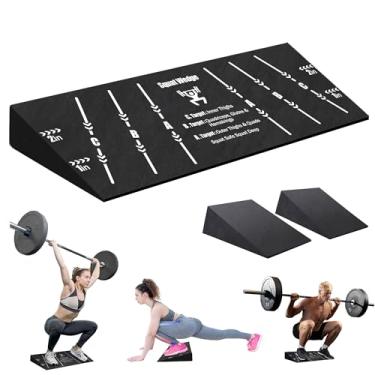 Imagem de Bloco de cunha de agachamento, 3 peças, 1 grande e 2 cunhas portáteis, prancha inclinada para agachamentos, musculação de joelhos para exercícios em casa academia
